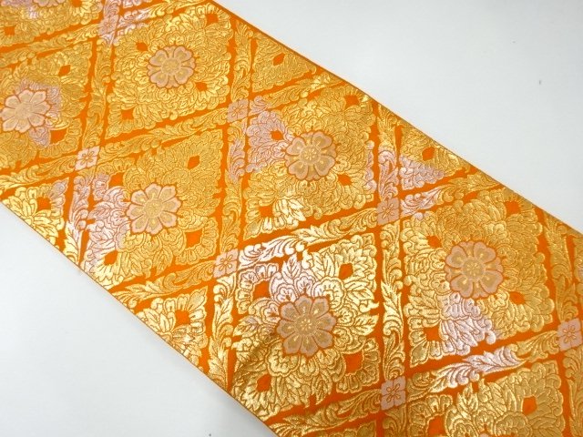 JAPANESE FUKURO OBI / WOVEN FLOWER CREST / BY HATTORI ORIMONO